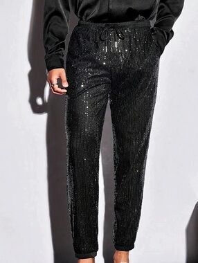 Black Sequin Jogger Pants